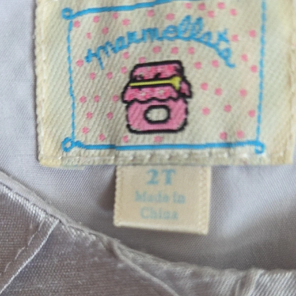 Marmellata White Quilted Bodice Gray Metallic Toddler Girl Dress Size 2T